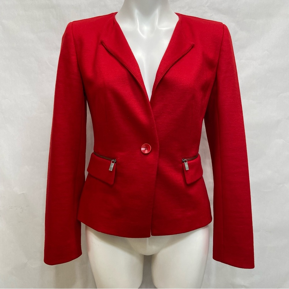 Classiques Entier Fitted One Button Red Blazer - image 2